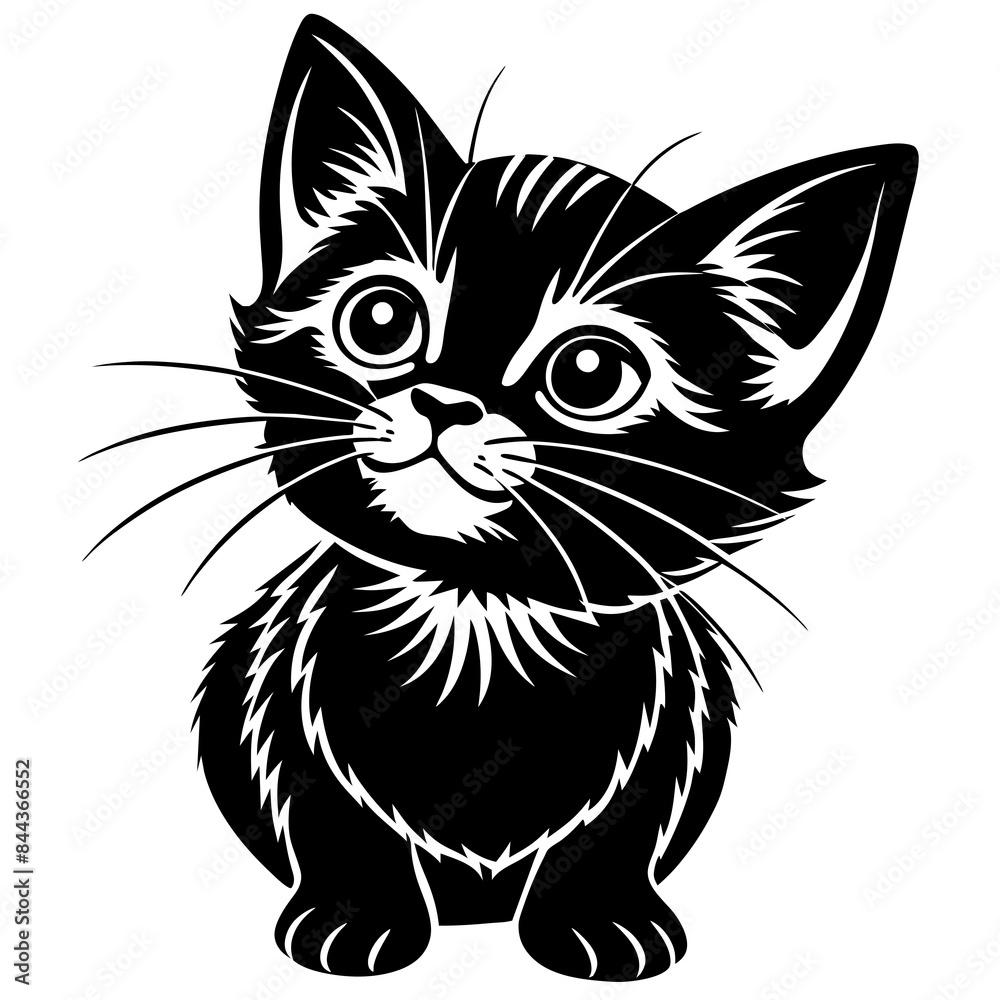 the kitten marvels vector silhouette illustration the kitten marvels vector silhouette illustration