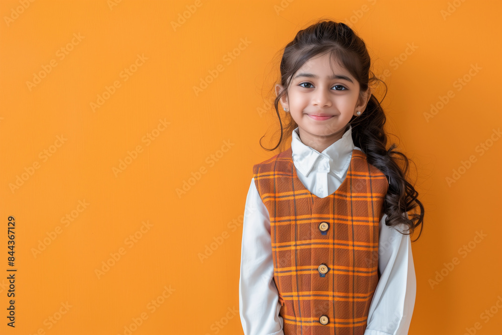 young happy indian school girl posing