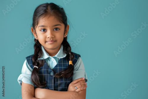 young happy indian school girl posing