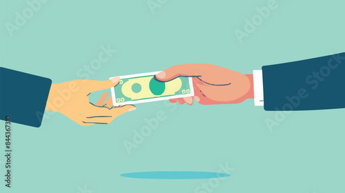 Two businessmen holding dollar. Making business together, financial advice, controlling market