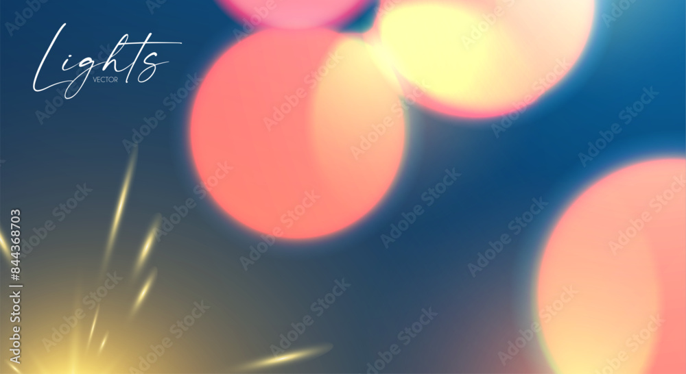 Fototapeta premium Bokeh and fireworks light effect. Shining holiday and party design. Blur light.
