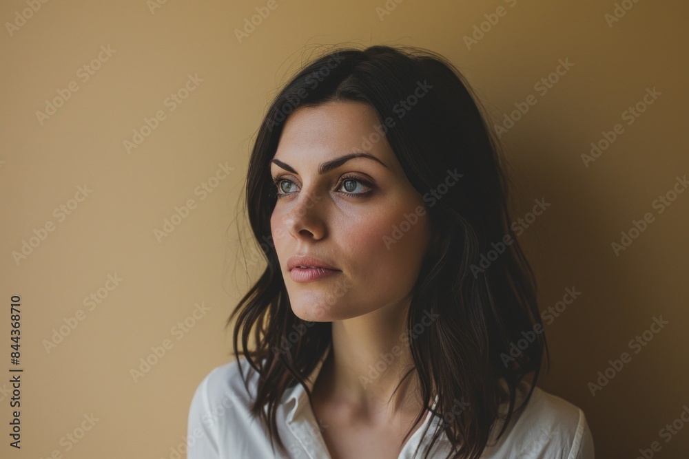 Portrait of a beautiful young brunette woman in a white shirt Portrait of a beautiful young brunette woman in a white shirt