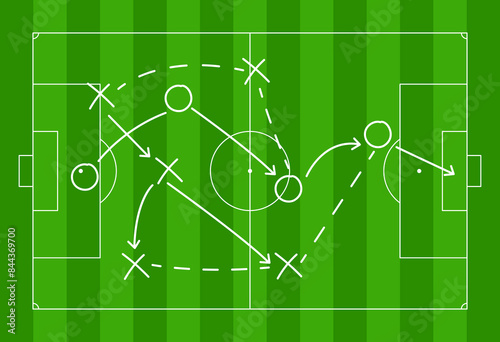 Football pitch. Soccer field line style. Black outline court and stadium scheme on white background. Football match, league scheme. Vector