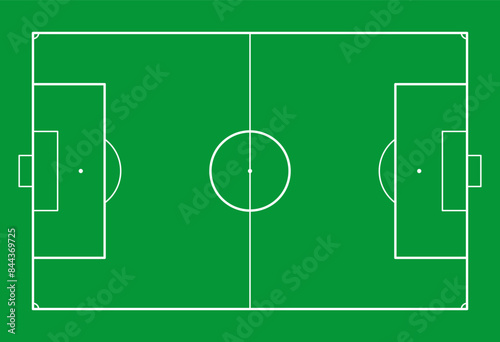 Football pitch. Soccer field line style. Black outline court and stadium scheme on white background. Football match, league scheme. Vector