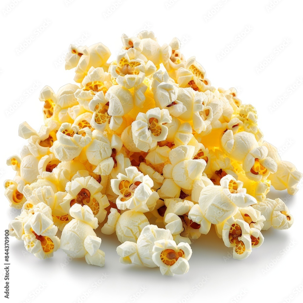 Pile of Freshly Popped Popcorn on White Background Pile of Freshly Popped Popcorn on White Background