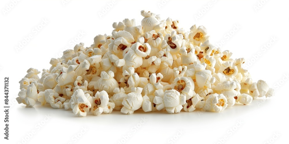 Freshly Popped Sweet Popcorn Pile on White Background Freshly Popped Sweet Popcorn Pile on White Background