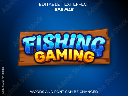 fishing game text effect, font editable, typography, 3d text for games. vector template