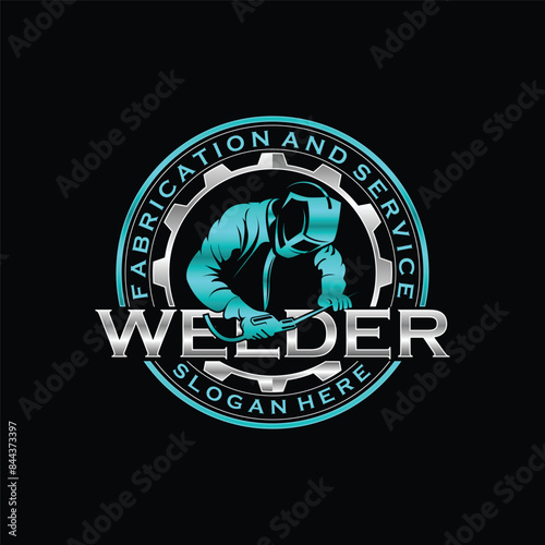 Illustration vector graphic of custom welding fabrication work company logo design template
