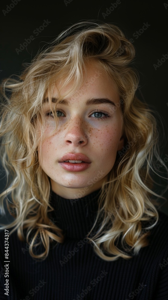 Close Up Portrait of Blonde Woman With Wavy Hair Close Up Portrait of Blonde Woman With Wavy Hair