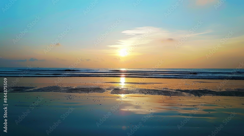 Sunset Reflection on a Calm Beach Sunset Reflection on a Calm Beach
