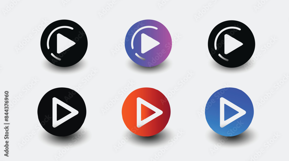 Round play button vector icons on transparent Round play button vector icons on transparent