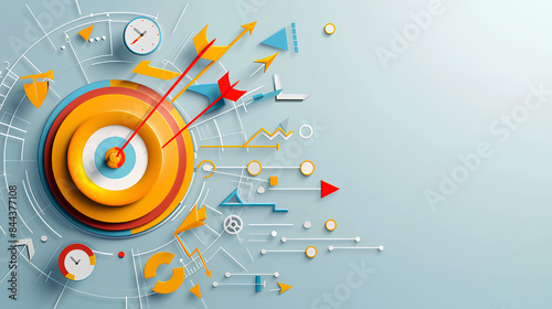 Abstract business target with arrows and data elements