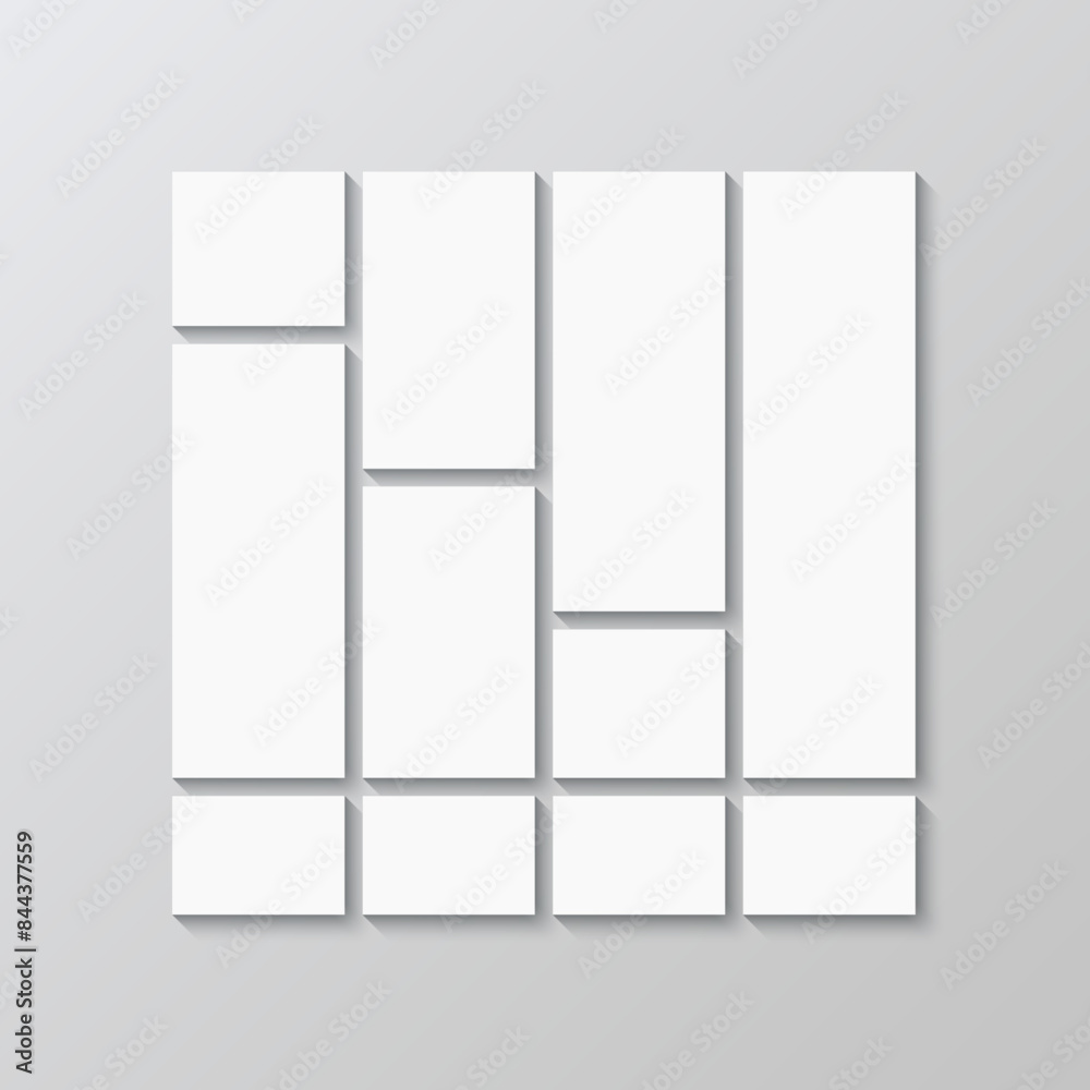 Gallery banner template. Portfolio images mockup. Photo collage square layout. Mosaic moodboard picture frame. Mood board background. Scrapbook grid. Album brandboard. Vector illustration Gallery banner template. Portfolio images mockup. Photo collage square layout. Mosaic moodboard picture frame. Mood board background. Scrapbook grid. Album brandboard. Vector illustration