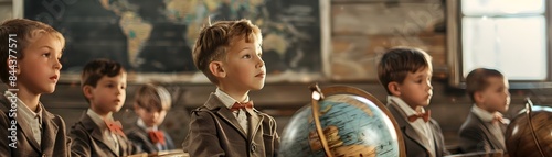 Vintage Classroom Scene wit...