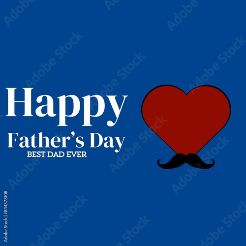 I Love yoi dad social media post emplate or greeting card desing with heart and mustache photo