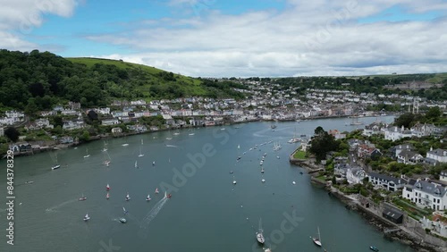 Wallpaper Mural Kingswear  Dartmouth, South Devon, England: DRONE VIEWS: Boats moored on the River Dart and nearby houses. The River Dart is a popular UK holiday destination and popular with sailing enthusiasts (1). Torontodigital.ca