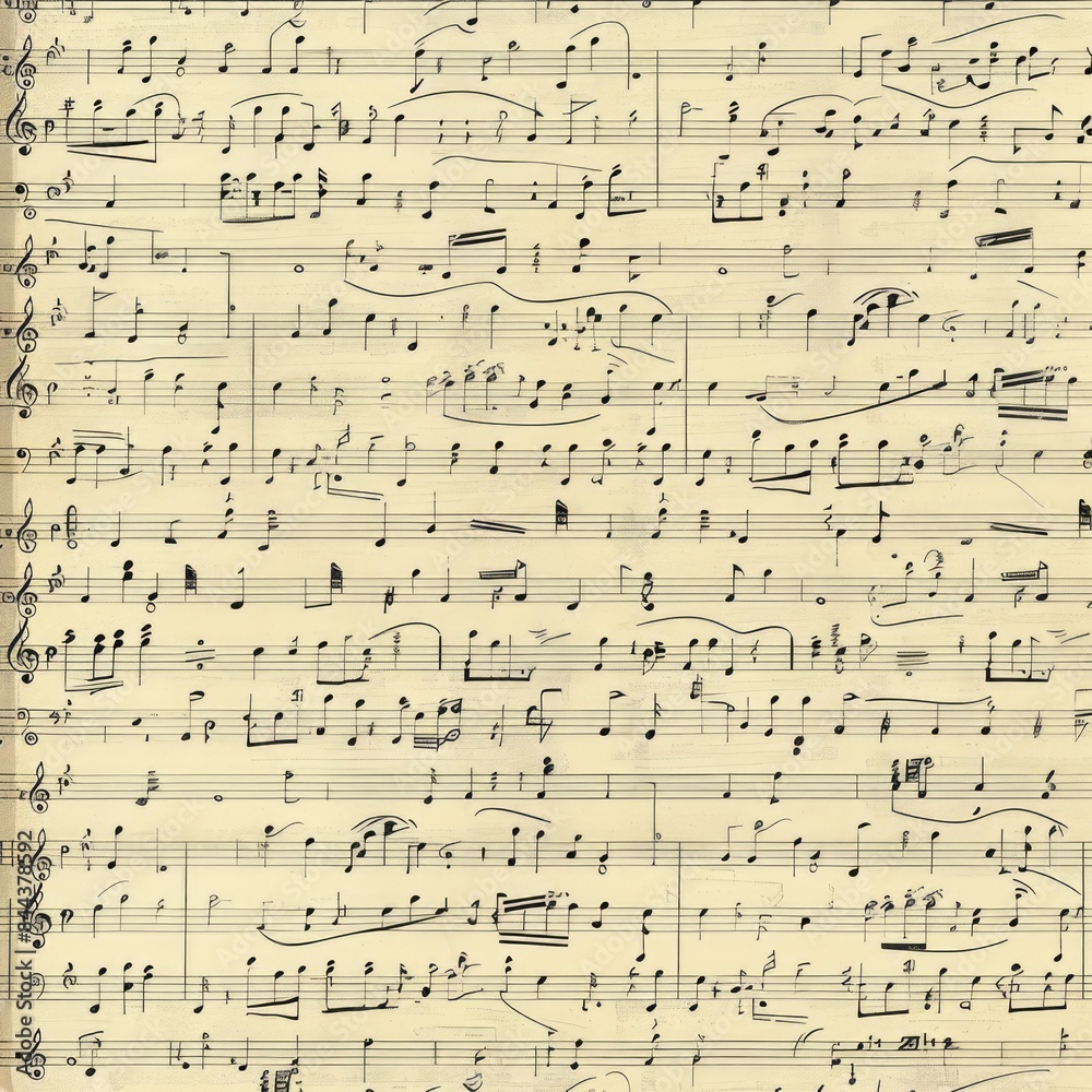 Create a seamless background of musical notes and sheet music, designed to tile perfectly without visible seams, a seamless pattern Create a seamless background of musical notes and sheet music, designed to tile perfectly without visible seams, a seamless pattern