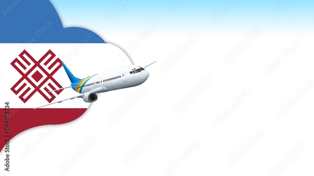 Fototapeta premium 3d illustration plane with Mali El flag background for business and travel design