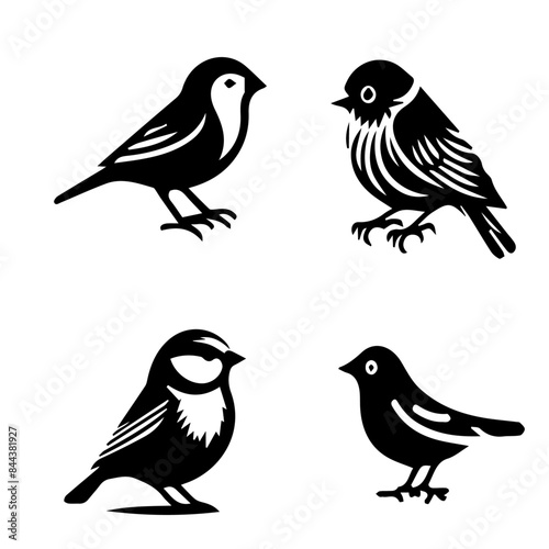Wallpaper Mural Finch silhouette isolated on white background Torontodigital.ca
