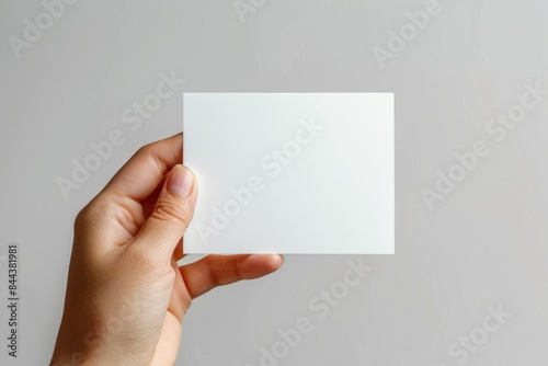 Blank White Card Mockup on Hand created with Generative AI