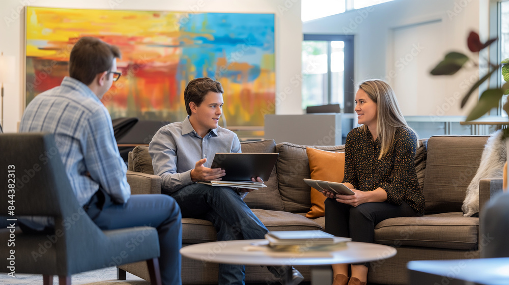 group of young business people Talking about work and smiling in office meeting Ideas for starting a business, working as a team group of young business people Talking about work and smiling in office meeting Ideas for starting a business, working as a team
