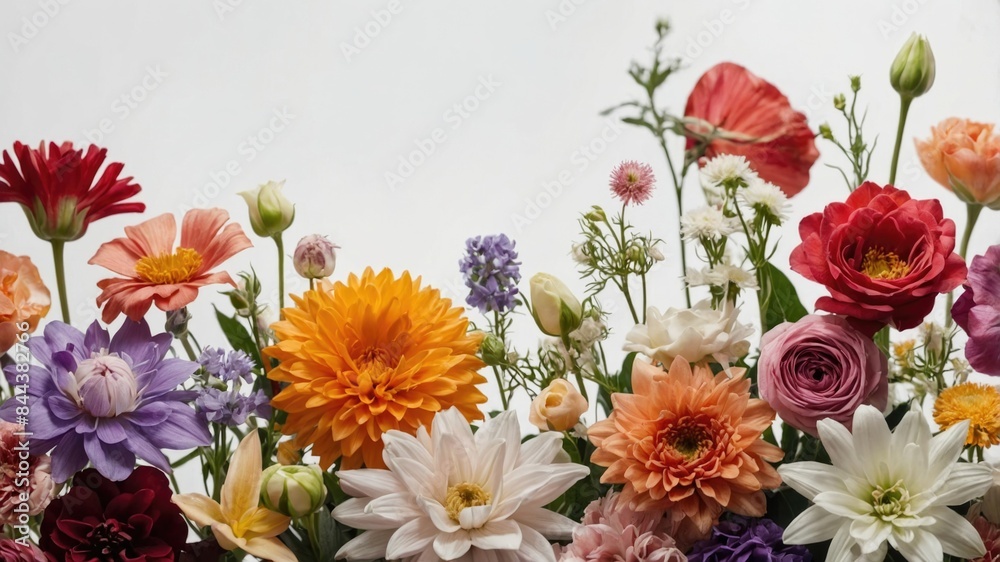 Colorful Bouquet of Flowers on White Background Colorful Bouquet of Flowers on White Background