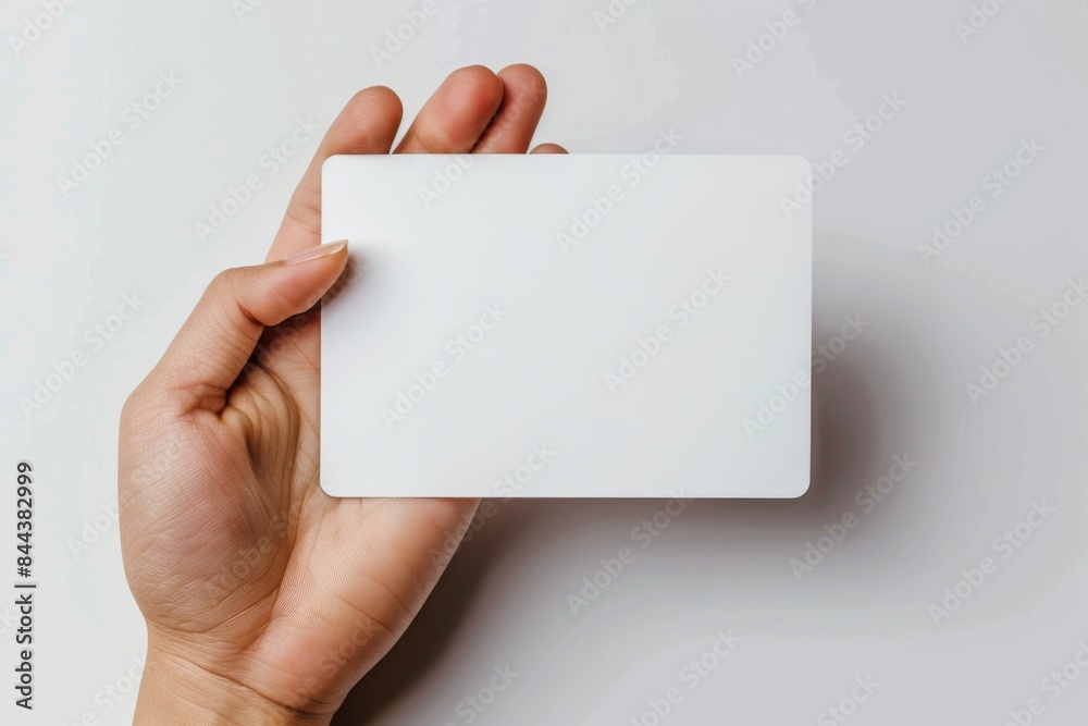 Blank White Card Mockup on Hand created with Generative AI Blank White Card Mockup on Hand created with Generative AI