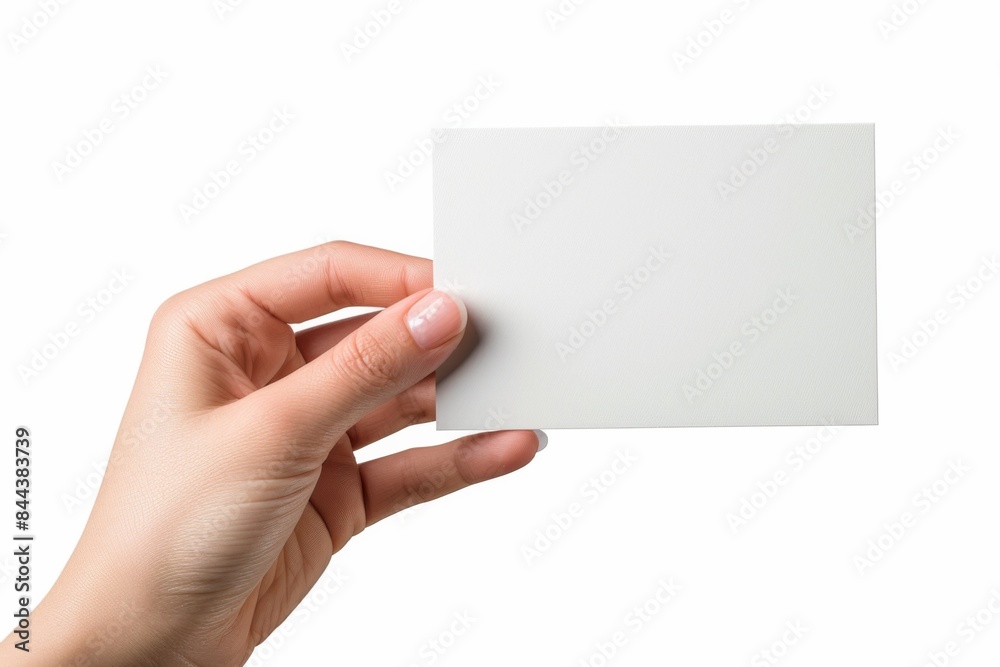 Obraz premium Blank White Card Mockup on Hand created with Generative AI