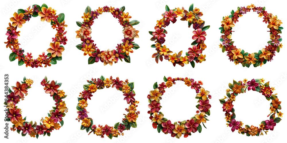 Set of Diwali Floral Toran isolated on transparent png background. Generative ai Set of Diwali Floral Toran isolated on transparent png background. Generative ai
