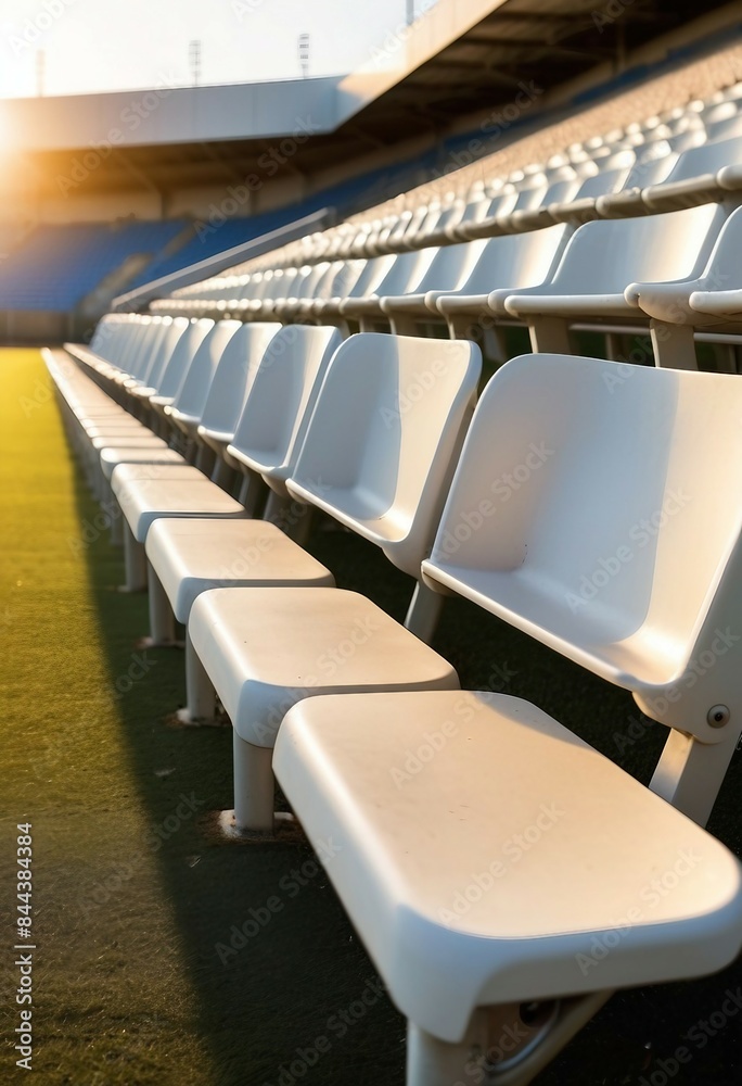 Fototapeta premium close-up of soccer field bleachers seating 