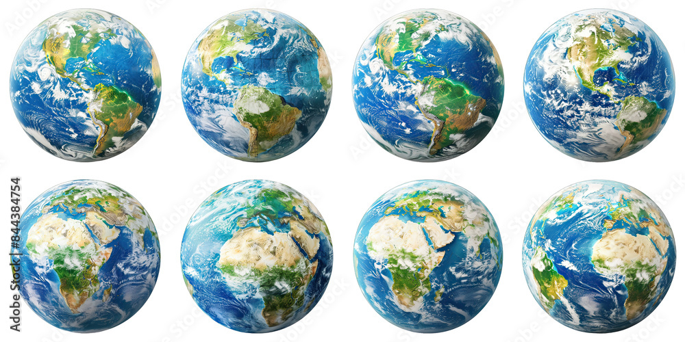 Set of Earth Day Globe Decor isolated on transparent png background. Generative ai Set of Earth Day Globe Decor isolated on transparent png background. Generative ai