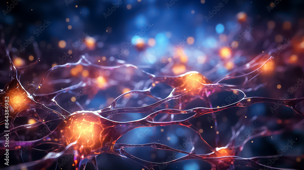 A close up of a bunch of glowing neurons A close up of a bunch of glowing neurons