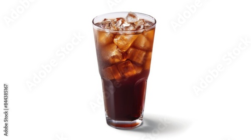 Iced Americano coffee displayed on a white background with isolated imagery