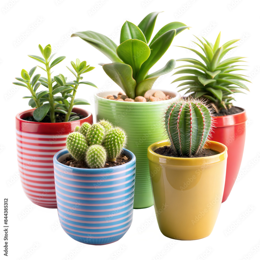 Cute houseplants with pot, isolated on white background Cute houseplants with pot, isolated on white background