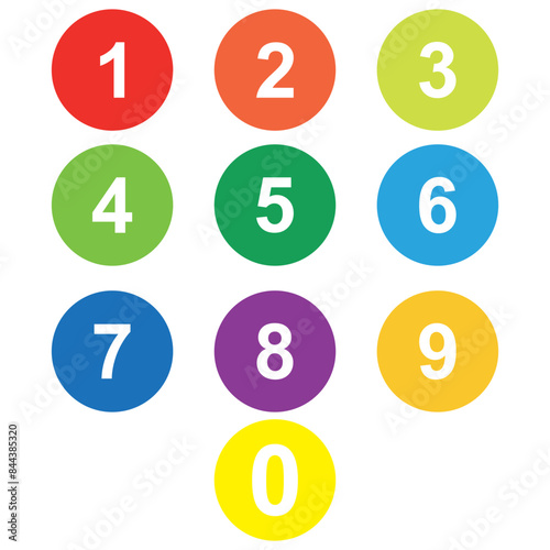 Set of 1-9 numbers icon vector. Numbers symbols vector. Number buttons set icons in black and white colors. vector illustration.