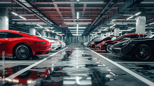 A lot of cars in a rows. Used car sales