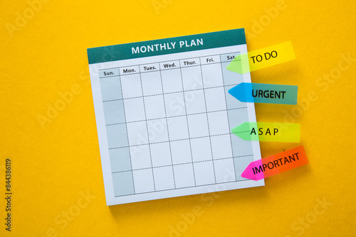 Colorful monthly planner with urgency stickers