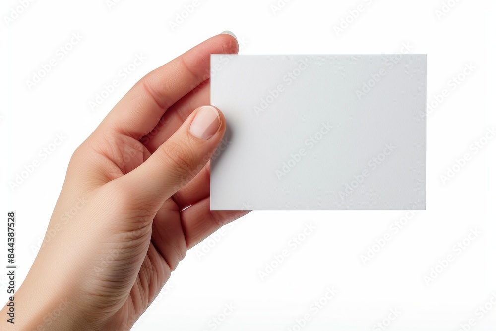 Obraz premium Blank White Card Mockup on Hand created with Generative AI