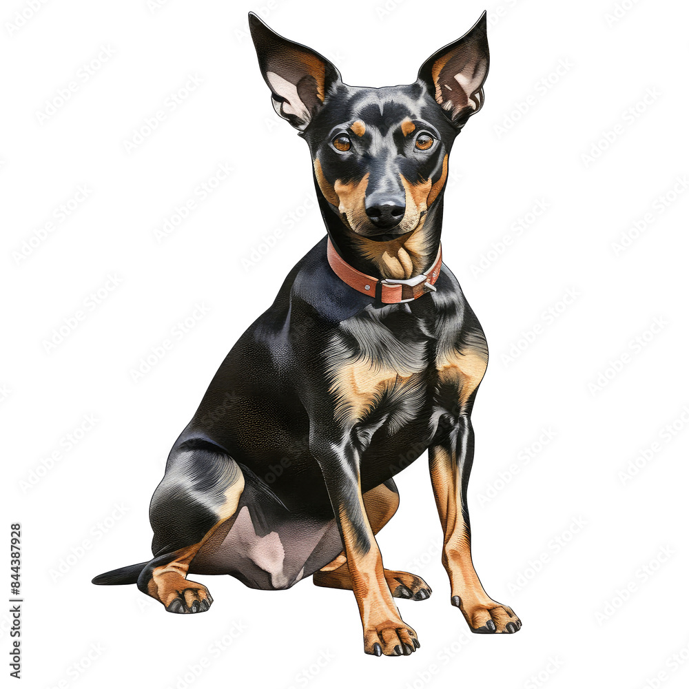 Watercolour Illustration of Manchester Terrier Dog Watercolour Illustration of Manchester Terrier Dog