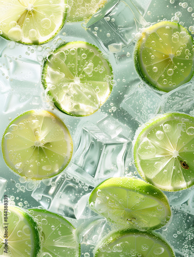 Ice lemon slices, yellow lemon, green lemon Ice lemon slices, yellow lemon, green lemon