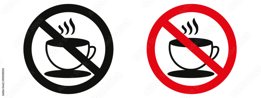 Coffee Cup Prohibited Sign Restrict Beverage Consumption in Specific Zones Coffee Cup Prohibited Sign Restrict Beverage Consumption in Specific Zones