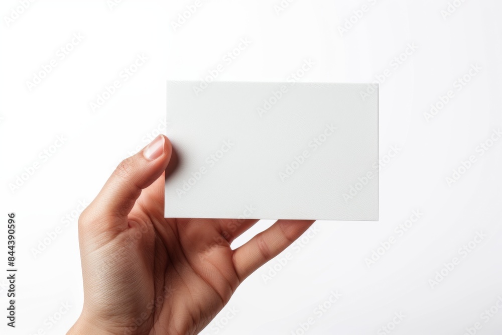 Blank White Card Mockup on Hand created with Generative AI Blank White Card Mockup on Hand created with Generative AI