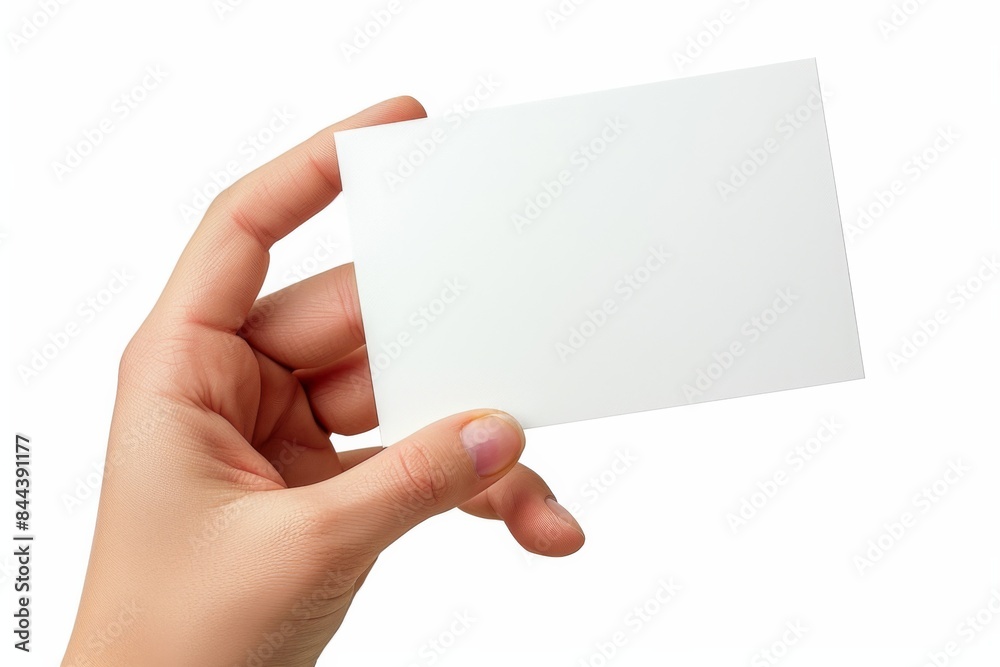 Obraz premium Blank White Card Mockup on Hand created with Generative AI