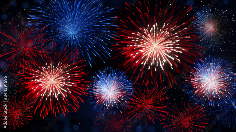 A fireworks display with red, white, and blue fireworks A fireworks display with red, white, and blue fireworks
