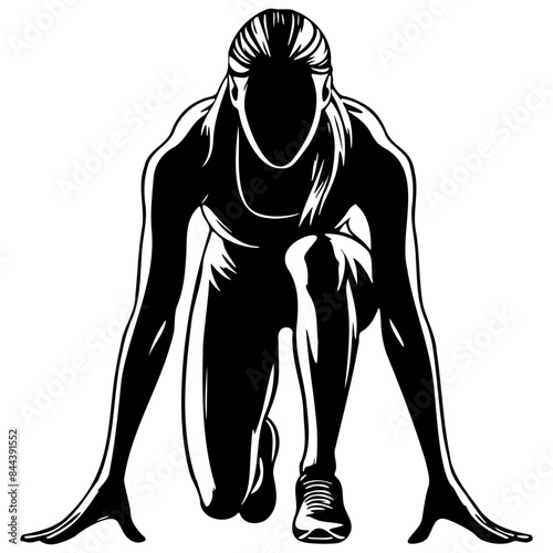 Female Runner Crouch Start Silhouette.