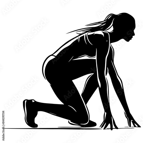 Female Runner Crouch Start Silhouette.