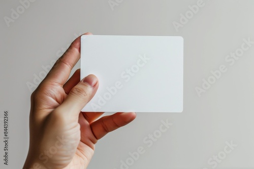 Blank White Card Mockup on Hand created with Generative AI