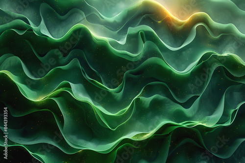 Abstract Organic Green Wave Lines Forming Natural Pattern as Wallpaper Background Illustration, Earth Tones © ABDULLAH