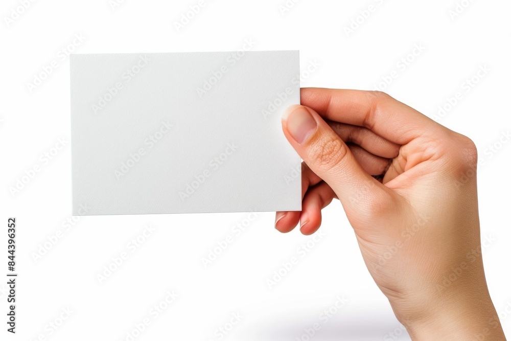Blank White Card Mockup on Hand created with Generative AI Blank White Card Mockup on Hand created with Generative AI