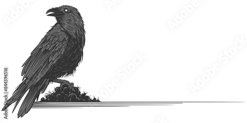 Black raven on transparent background vector eps
